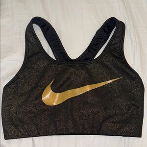 Nike Women's Black and Gold Sports Bra